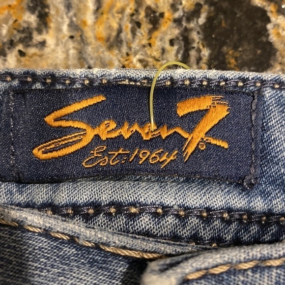 P womens Seven7 casual solid blue stretch plus size dungaree shorts size 14 - Picture 3 of 5